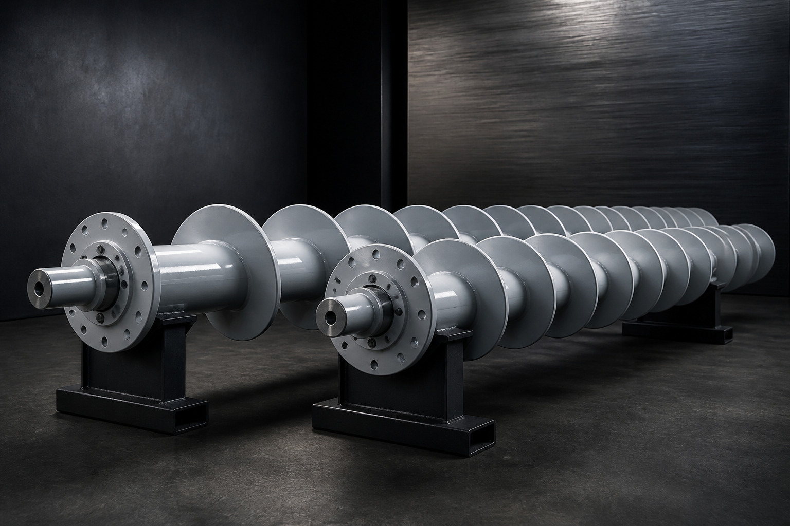 Pair of coated food-processing augers
