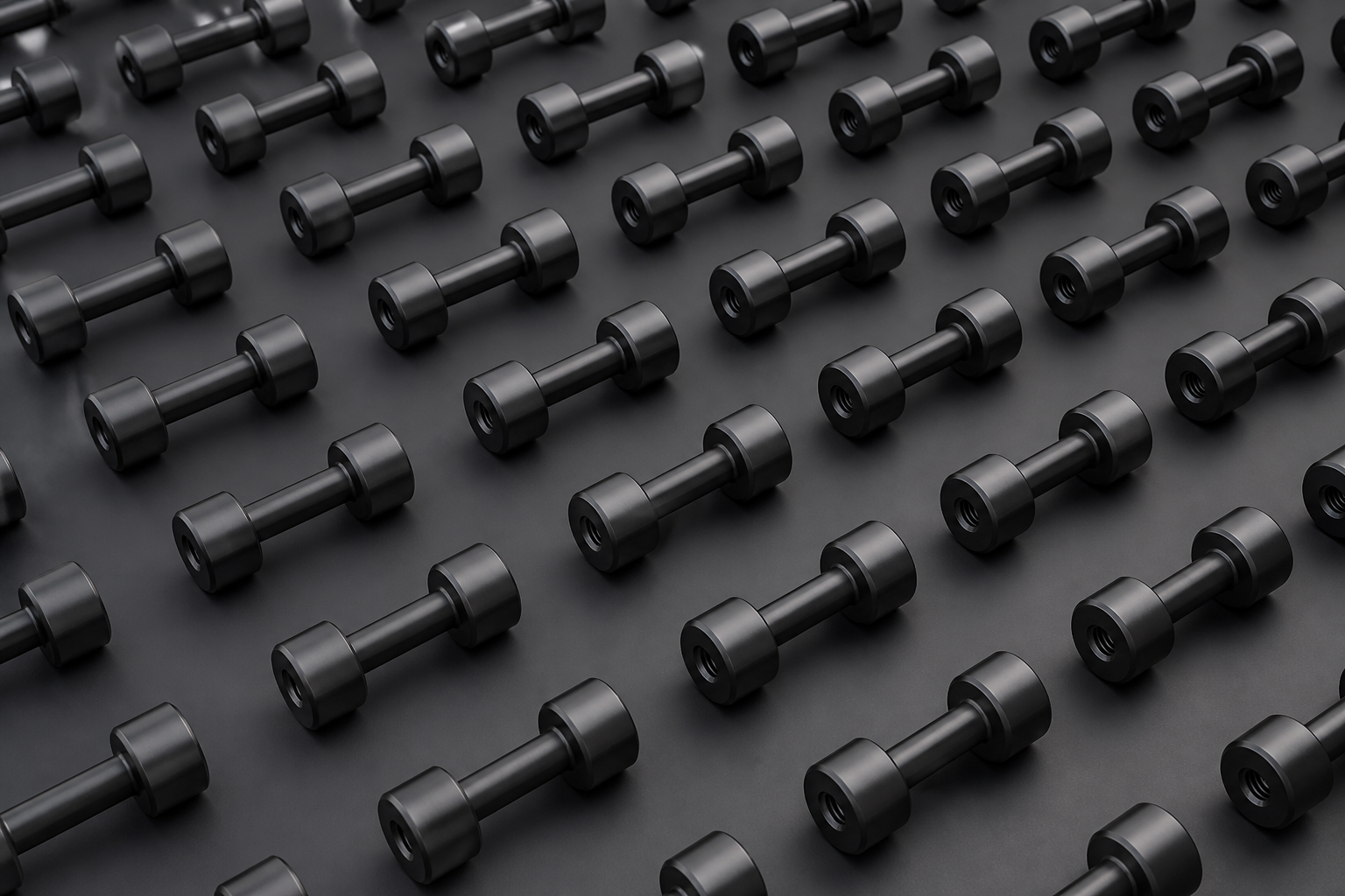 Rows of matte black coated pins