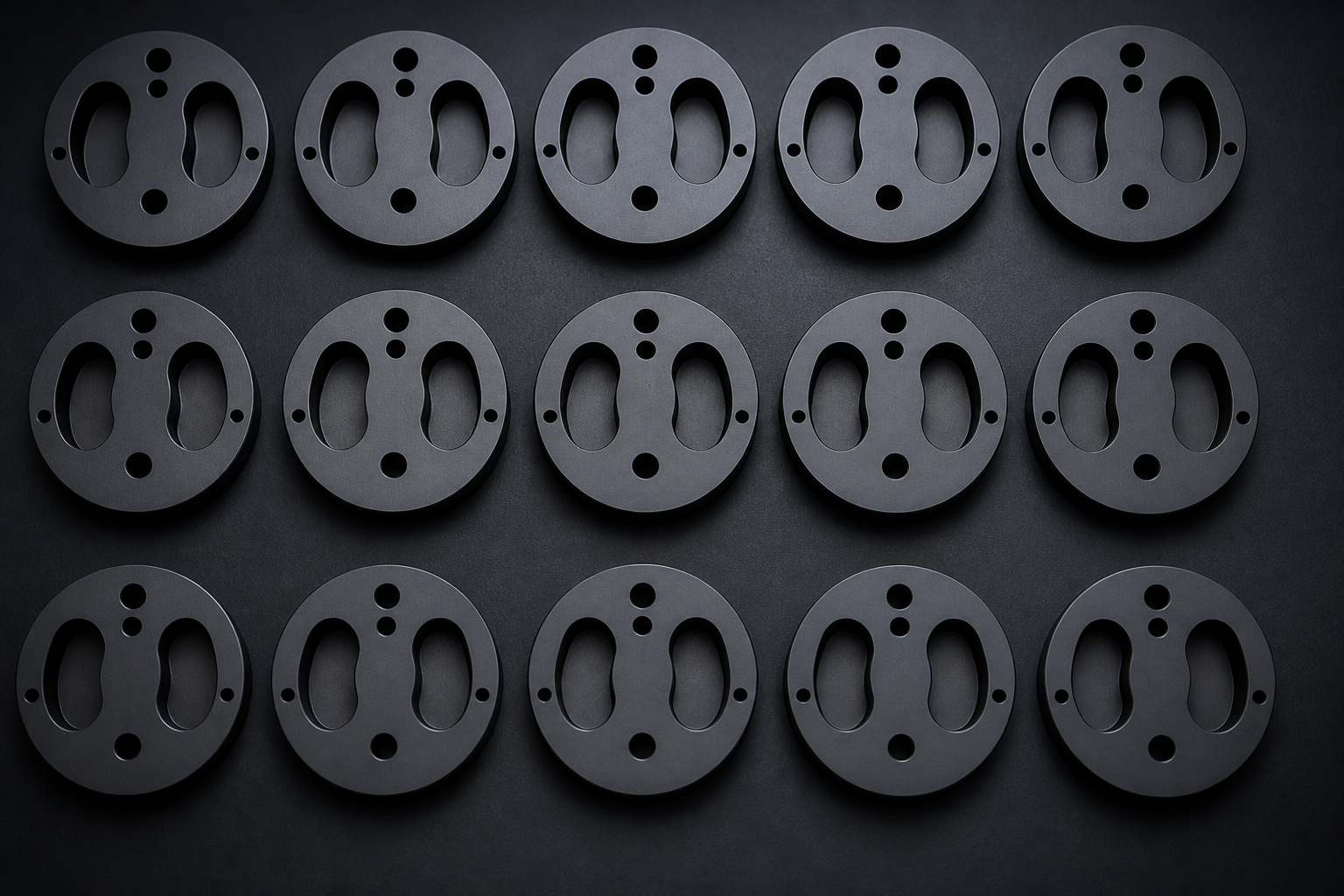 Grid of kidney-cut discs
